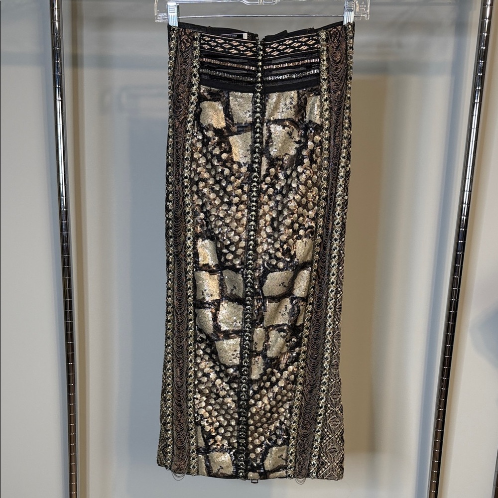 Byron Lars Brown Heavy beaded Pencil Skirt-New-One of a kind - Picture 2 of 7